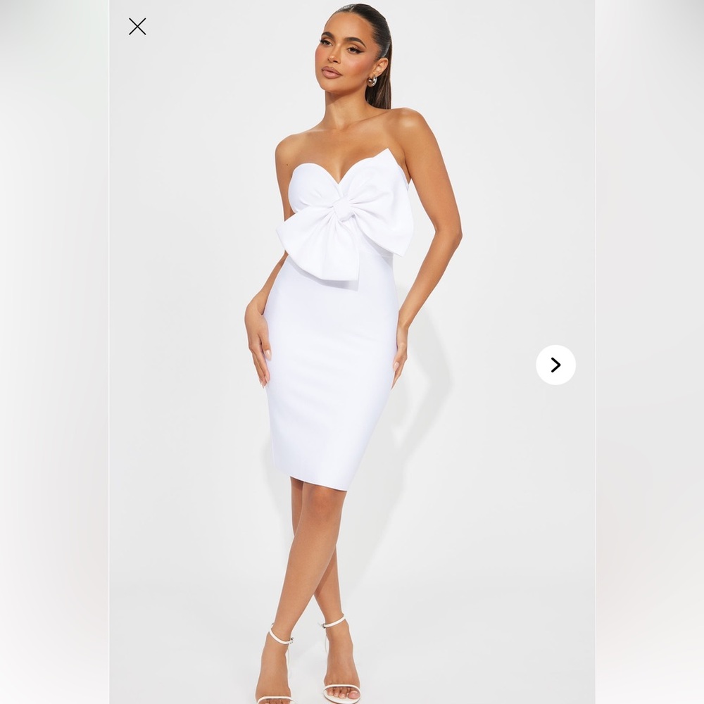 Fashion Nova White bandage bow midi dress